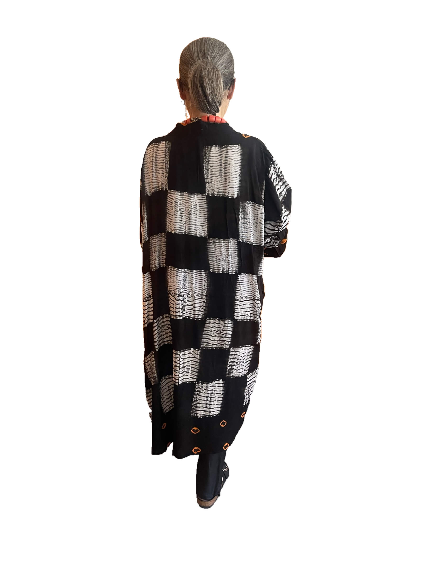 Kimono cotton mauretanie black orange dots – Bild 2