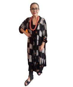 Kimono cotton mauretanie black orange dots